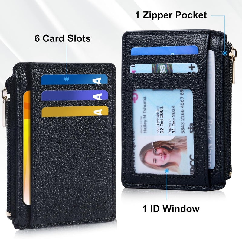 Tipmile Credit Card Holder for Women Slim Minimalist Front Pocket RFID Blocking Wallet Small Compact Card Case with ID Window, Classic Black - Image 3